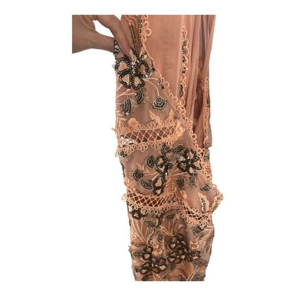 X by NBD Felicity Sequins Embroidered Midi Dress Blush Pink Party Formal Sz L - Picture 5 of 16